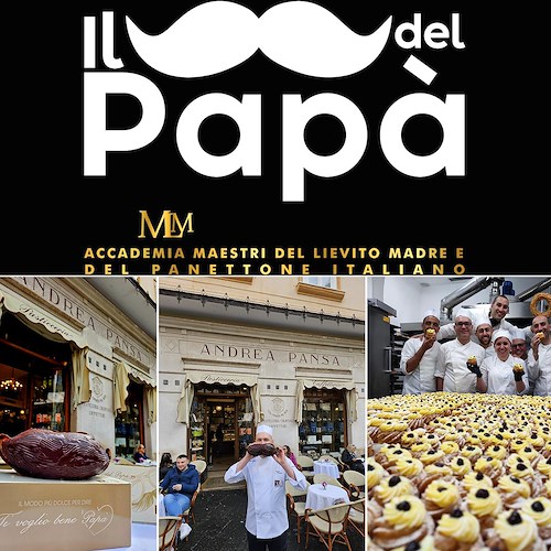 Amalfi, "Il Baffo del Papà" è il dolce della Pasticceria Pansa in collaborazione con l'Accademia dei Maestri del Lievito Madre e del Panettone Italiano