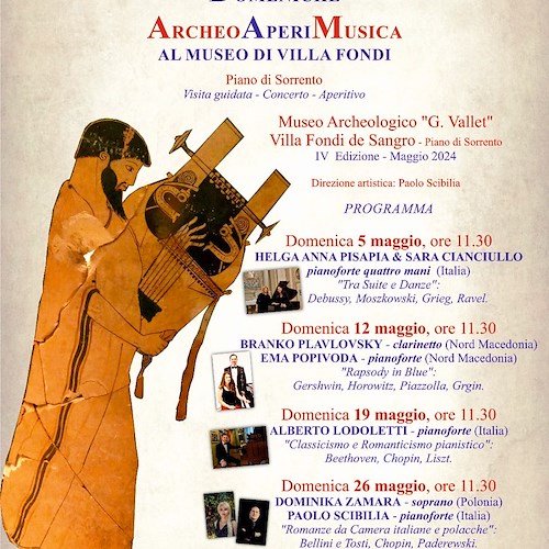 Piano di Sorrento, al via la quarta edizione di "ArcheoAperiMusica": domeniche di maggio tra storia, concerti e bellezza