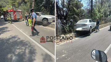 Erchie, incidente sulla Statale Amalfitana: auto sfonda il parapetto, uomo in ospedale 