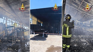 Incendio a Nocera Inferiore: fiamme in un deposito auto, ferito il proprietario