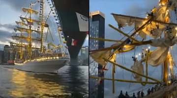 Nave scuola messicana Cuauhtémoc si schianta contro il ponte di Brooklyn: due morti e 19 feriti