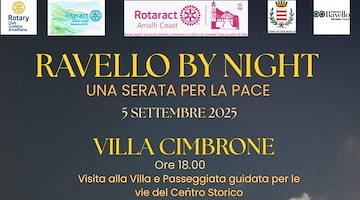 Venerdì 5 settembre l'evento "Ravello by night: una serata per la pace"