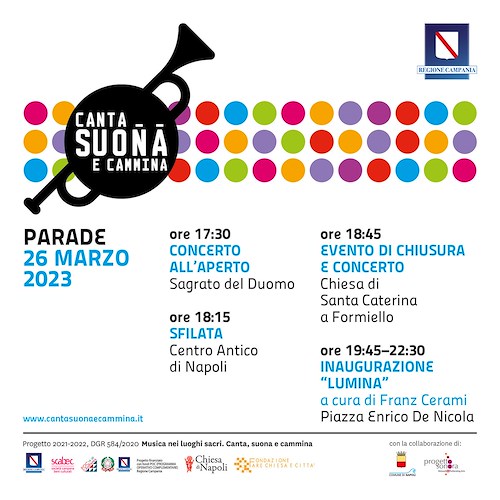 300 musicisti e "Lumina" di Franz Cerami animano il centro storico di Napoli il 26 marzo