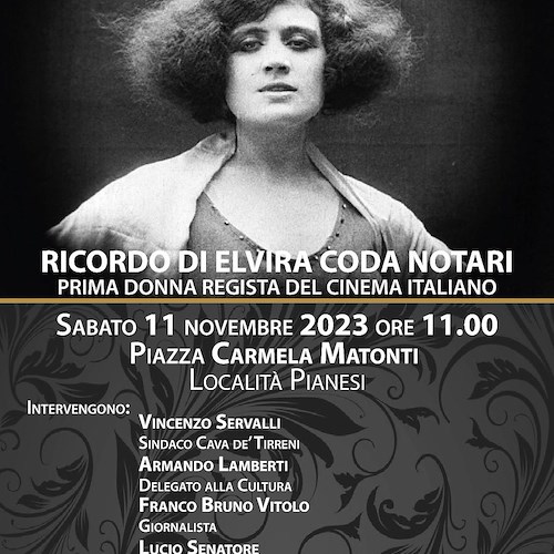 A Cava de' Tirreni targa in ricordo di Elvira Coda Notari, prima donna regista del cinema italiano