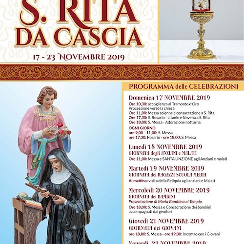 A Praiano la reliquia pellegrina di Santa Rita da Cascia /PROGRAMMA