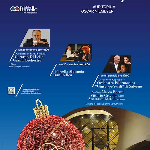 A Ravello tre eventi musicali per il Natale, 30 dicembre il ritorno di Fiorella Mannoia / PROGRAMMA 