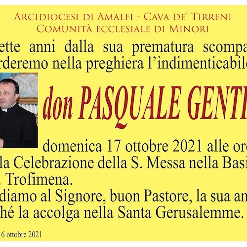 A sette anni dalla scomparsa, la comunità di Minori ricorda il compianto don Pasquale Gentile