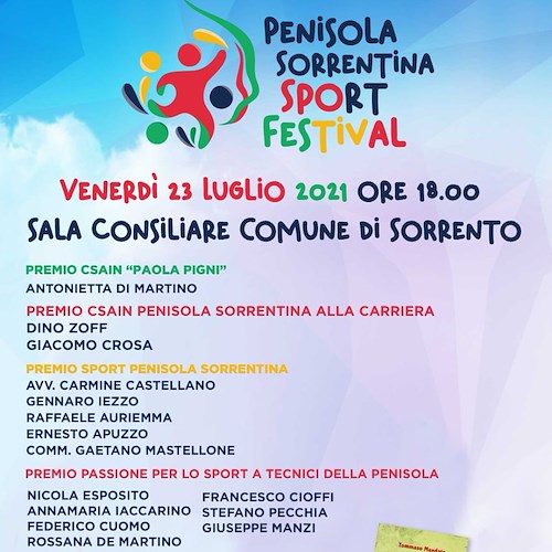 A Sorrento la prima edizione “Penisola Sorrentina Sport Festival”: tra i premiati l'ex azzurro Dino Zoff