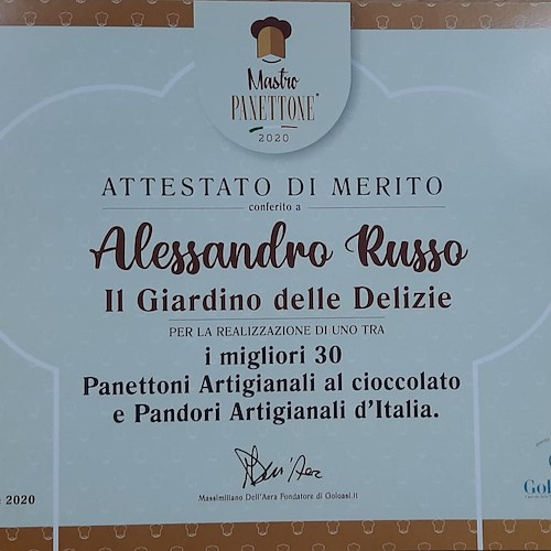 Ad Alessandro Russo di Tramonti i “Quattro panettoni” per il suo "Creativo al Cioccolato" e per il "Pandoro Artigianale"