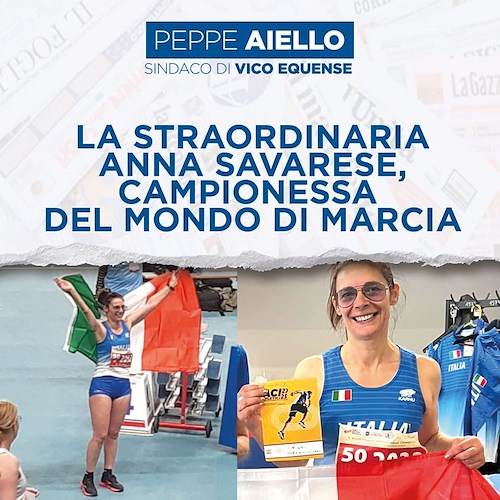 Altra medaglia d'oro per Anna Savarese, l'atleta di Vico Equense è campionessa del mondo di marcia 