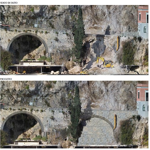 Amalfi, come apparirà il paesaggio dopo la ricostruzione: il prospetto di Anas ripristina sistema di archi preesistente