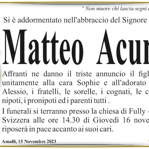 Matteo Acunto Manifesto Funebre