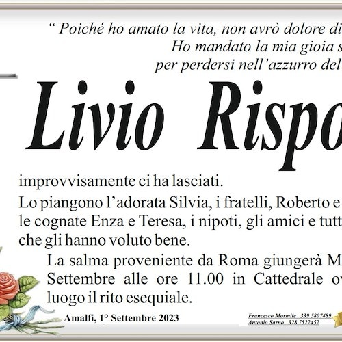 Manifesto funebre Livio Rispoli