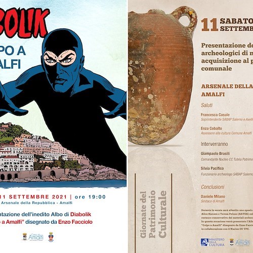 Amalfi, un albo speciale di “Diabolik” celebra il recupero di reperti archeologici dai fondali della Costiera