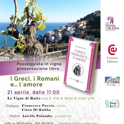 Amore e poesia nell'antica Grecia e Roma: 21 aprile evento letterario in vigna a Vietri sul Mare