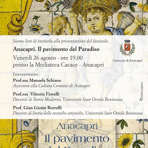 Anacapri, 26 agosto la presentazione dell'opera artistica "Il pavimento del Paradiso" alla Mediateca Cacace 