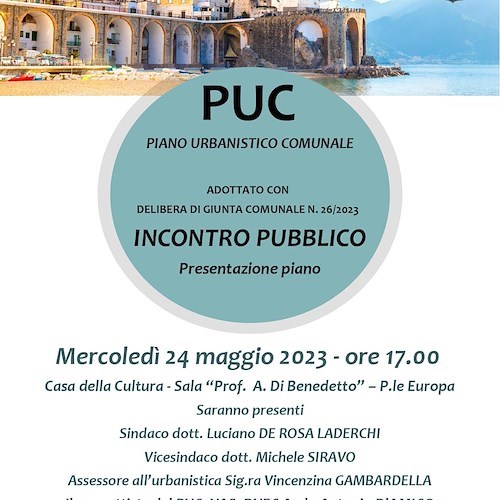 Atrani: 24 maggio incontro pubblico per presentare finalità e principi del Piano Urbanistico Comunale 
