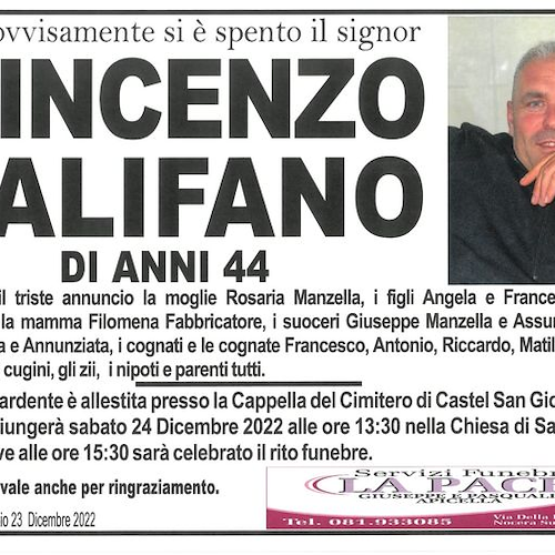 Autista morto a Tramonti, lutto cittadino a Castel San Giorgio per i funerali di Vincenzo Califano