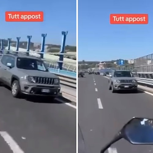 Auto in retromarcia sulla tangenziale di Napoli<br />&copy; Video tratto dalla pagina Facebook di Francesco Emilio Borrelli