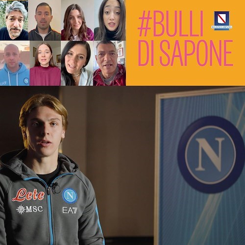 "Bulli di sapone", al via la challenge per le scuole contro il bullismo. Tra i testimonial Zerbin del Napoli