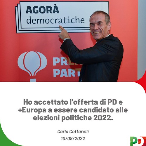 Carlo Cottarelli candidato con Pd e + Europa, Letta: «Sarà una delle nostre punte di diamante»