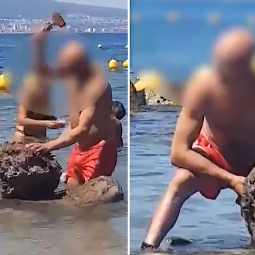 Castellammare, distrugge scoglio per estrarre datteri di mare: nei guai 47enne 