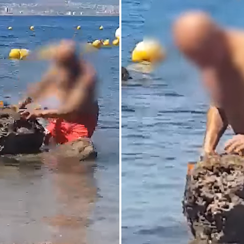 Castellammare, distrugge scoglio per estrarre datteri di mare: nei guai 47enne 