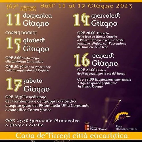 Cava de' Tirreni si prepara alla Festa di Monte Castello, 12 giugno la presentazione della nuova edizione 