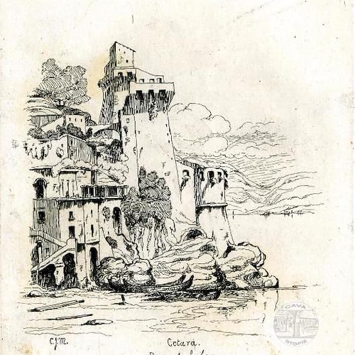 Cetara e la sua Torre: il disegno di autore ignoto condiviso dal gruppo "Cava Storie"