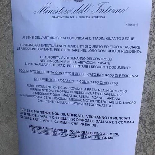Circolare del Ministero dell’Interno invita a lasciare le abitazioni, attenzione al volantino-truffa 