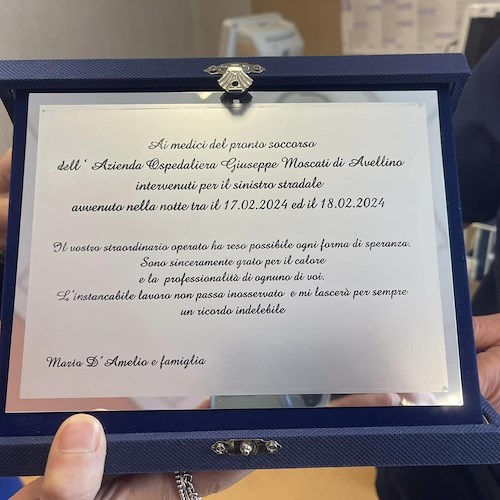 Targa di ringraziamento<br />&copy; Azienda Ospedaliera San Giuseppe Moscati