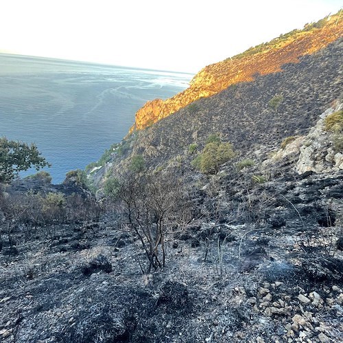 Conca dei Marini, dopo l'incendio riaperta al traffico veicolare la Statale Amalfitana 