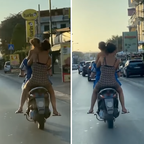 Coppia in un motorino con bambina senza casco: le immagini da Cardito