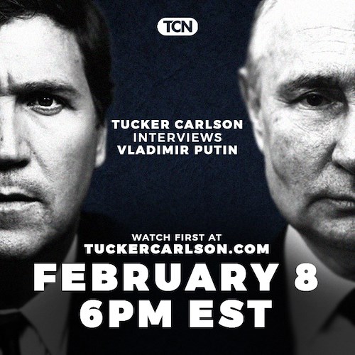 Tucker Carlson e Vladimir Putin<br />&copy; pagina FB Tucker Carlson