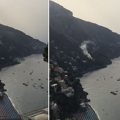 Da Arienzo una nuvola di fumo e odore acre raggiunge Positano /Foto