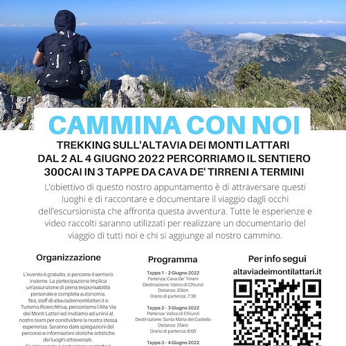 Da Cava a Punta Campanella il trekking “Cammina con noi”: 2-4 giugno si va alla scoperta dell’Alta Via dei Monti Lattari 