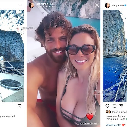 Diletta Leotta felice in barca a Capri con il suo Can Yaman /Foto