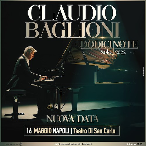 "Dodici Note Solo", l'ultima tappa del tour di Claudio Baglioni sarà al San Carlo di Napoli 