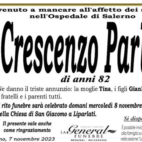 Manifesto funebre di Crescenzo Parlato