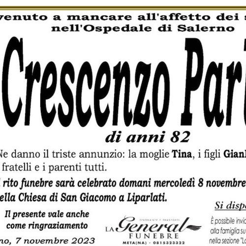 Manifesto funebre di Crescenzo Parlato