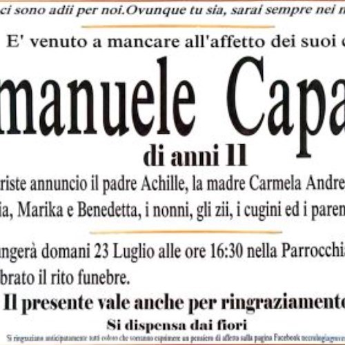 Manifesto funebre di Emanuele Capasso