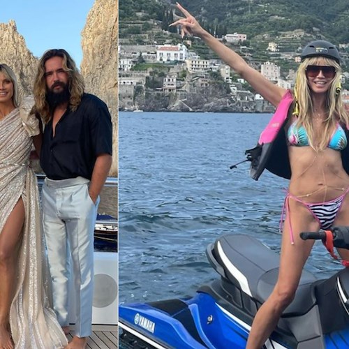 Dopo il gala “Unicef LuisaviaRoma”, Heidi Klum giunge in Costa d'Amalfi con la figlia Leni e il marito Tom Kaulitz 