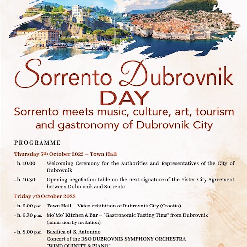 Due giorni dedicati ai legami tra Sorrento e Dubrovnik in vista dell'accordo di gemellaggio