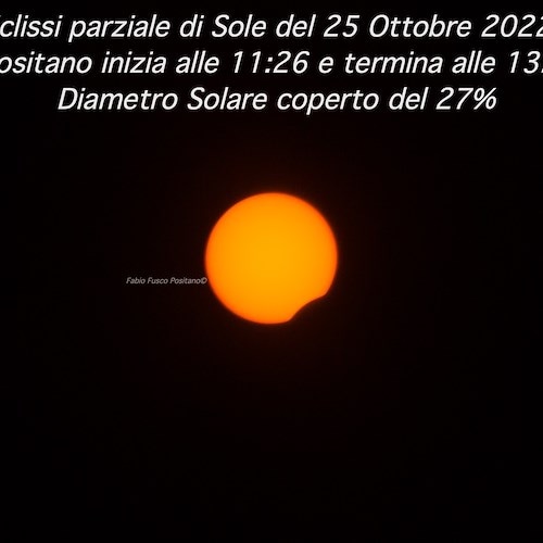 Eclissi solare del 25 ottobre, Fabio Fusco invita tutti a Positano