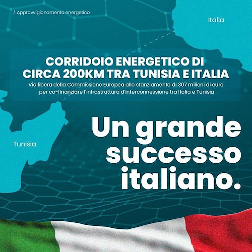 Elettrodotto sottomarino tra Italia e Tunisia, arriva il via libera dell'Ue. Meloni: «Data storica»
