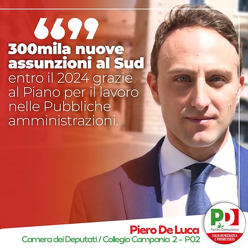 Elezioni, Piero De Luca (Pd) punta sul lavoro per il Sud: «Lavoriamo a piano con 300mila nuove assunzioni»