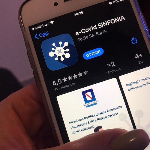  Esito tamponi su smartphone: Regione Campania lancia app e-Covid "Sinfonia"