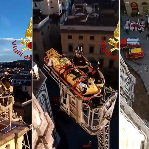 Firenze, turista accusa malore sulla cupola del Duomo: vigili del fuoco in azione con scala mobile 