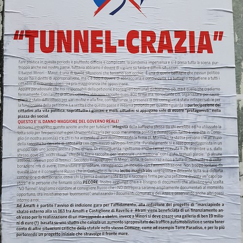 Galleria Minori-Maiori, il gruppo “Minori X Tutti”: «Questa non è democrazia, ma Tunnel-crazia!»