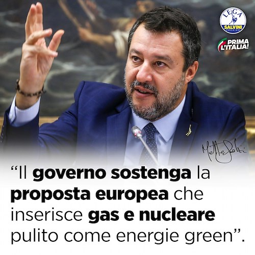 «Gas e nucleare pulito per pagare bollette meno care», l'appello di Salvini a Draghi e Cingolani 